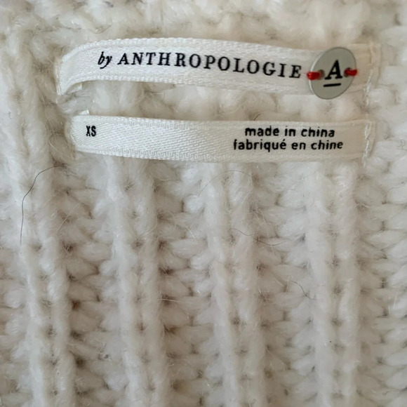 Anthropologie Ramona Chunky Cable Knit V-Neck Sweater  Ivory Alpaca xs - Picture 10 of 11